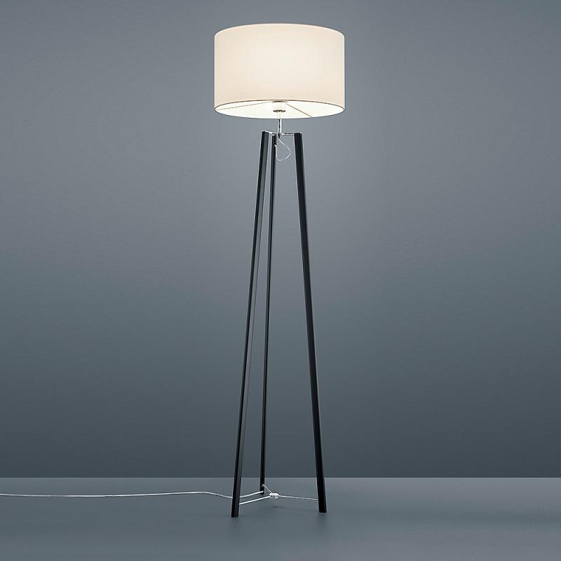 Dreibein Stehleuchte Helestra CERTO mit weißem Schirm
