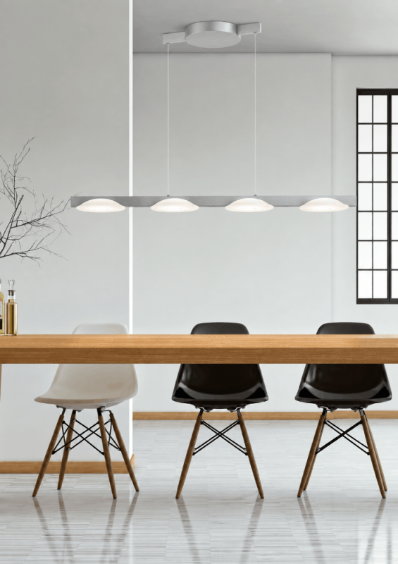 Helestra POLE LED Pendelleuchte 41 W 2880 lm 2700 K Warmweiß CRI 90–100 4-flammig dimmbar CASAMBI optional - Matt Nickel