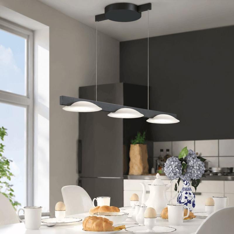 Helestra POLE LED Pendelleuchte 28 W 2160 lm 2700 K Warmweiß CRI 90–100 3-flammig dimmbar CASAMBI optional Mattschwarz