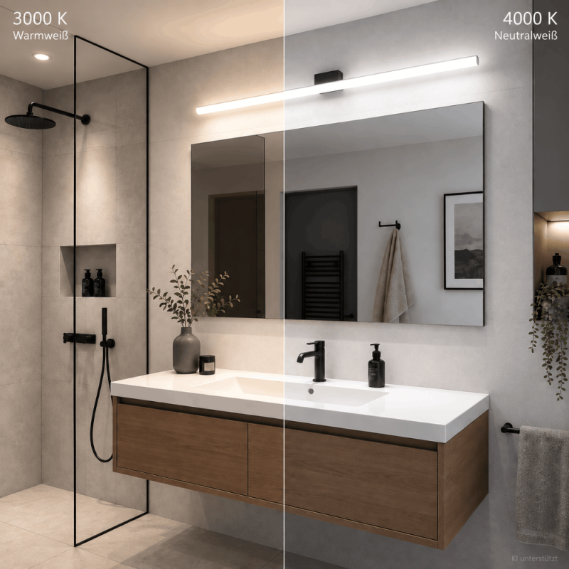 120cm Helestra LOOM LED Wandleuchte & Spiegeleuchte in matt Schwarz & Transparent satiniert