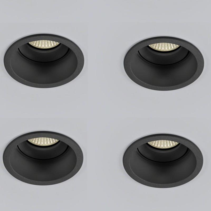 4er-Set HELESTRA NESO GU10 Deckeneinbauleuchte schwenkbar dimmbar Schwarz matt EinbauØ 75–82 mm