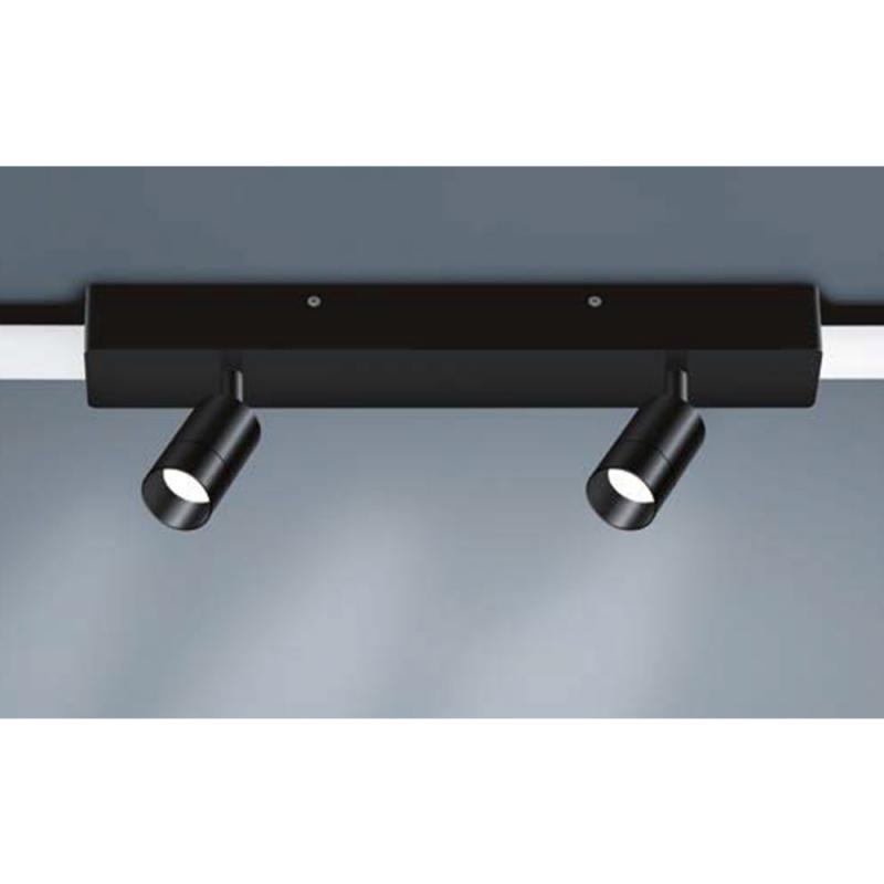 Helestra 2er LED Strahlermodul und Mittelgehäuse in mattschwarz dimmbar