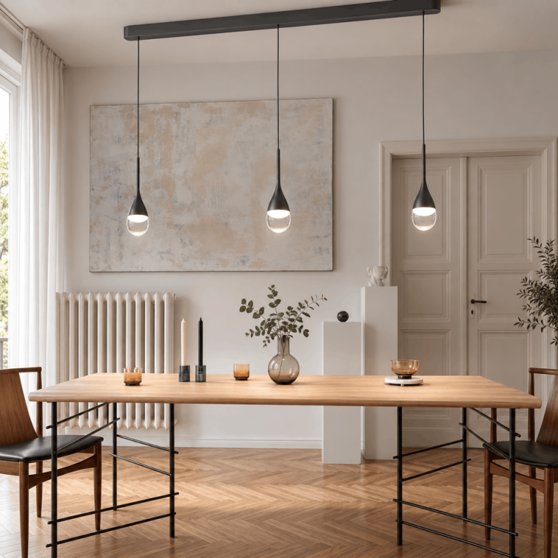 HELESTRA DEEP LED Pendelleuchte 24 W 2130 lm 2700 K Warmweiß 3-flammig dimmbar höhenverstellbar Mattschwarz