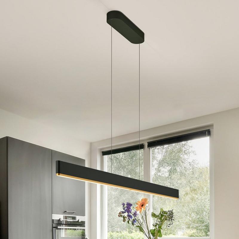 Helestra NIN Pendelleuchte LED schwarz-gold – dimmbar mit EASY-LIFT Höhenverstellung
