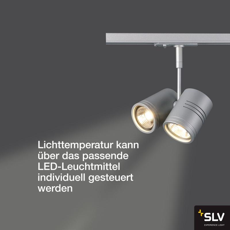 SLV 143432 BIMA II Leuchtenkopf, silbergrau, 2xGU10, max. 50W, inkl. 1P.-Adapter