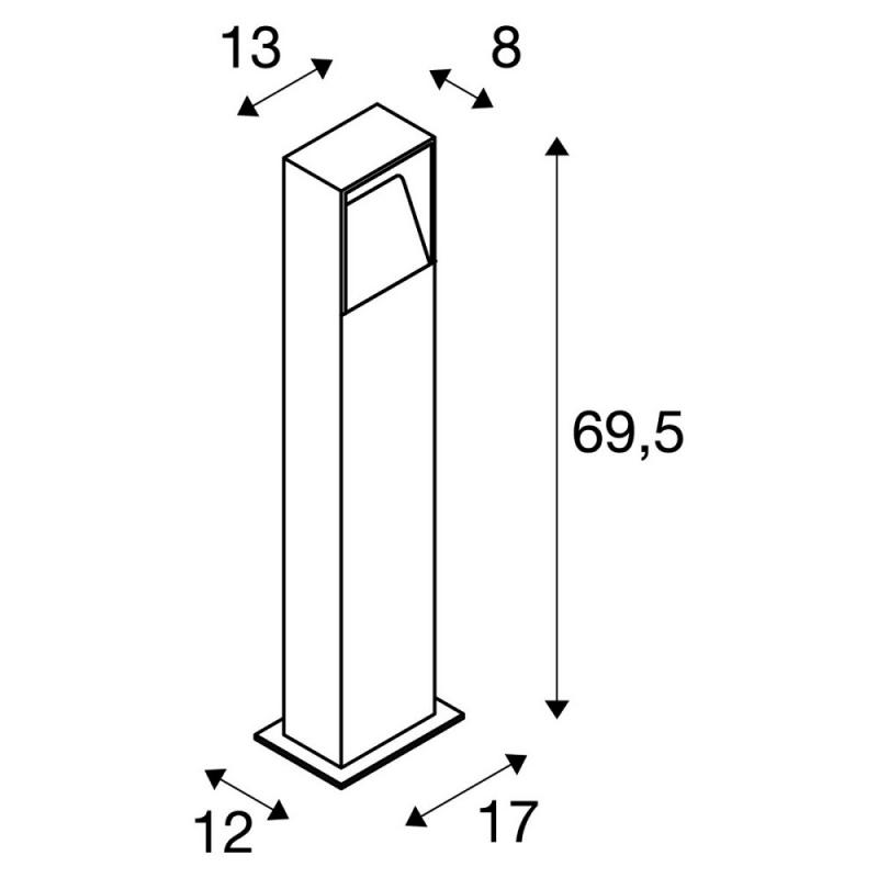 SLV 232125 LOGS 70cm hohe Wegeleuchte eckig anthrazit mit warmweisser LED