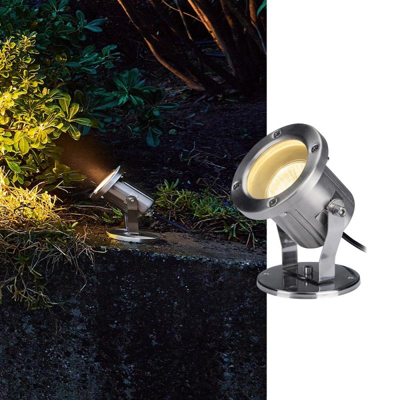 SLV 229741 NAUTILUS, Outdoor Strahler, QPAR51, edelstahl, max. 35W, inkl. 1,5m Kabel