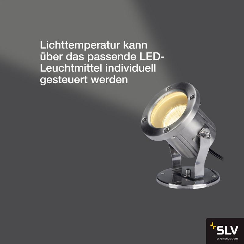 SLV 229741 NAUTILUS, Outdoor Strahler, QPAR51, edelstahl, max. 35W, inkl. 1,5m Kabel