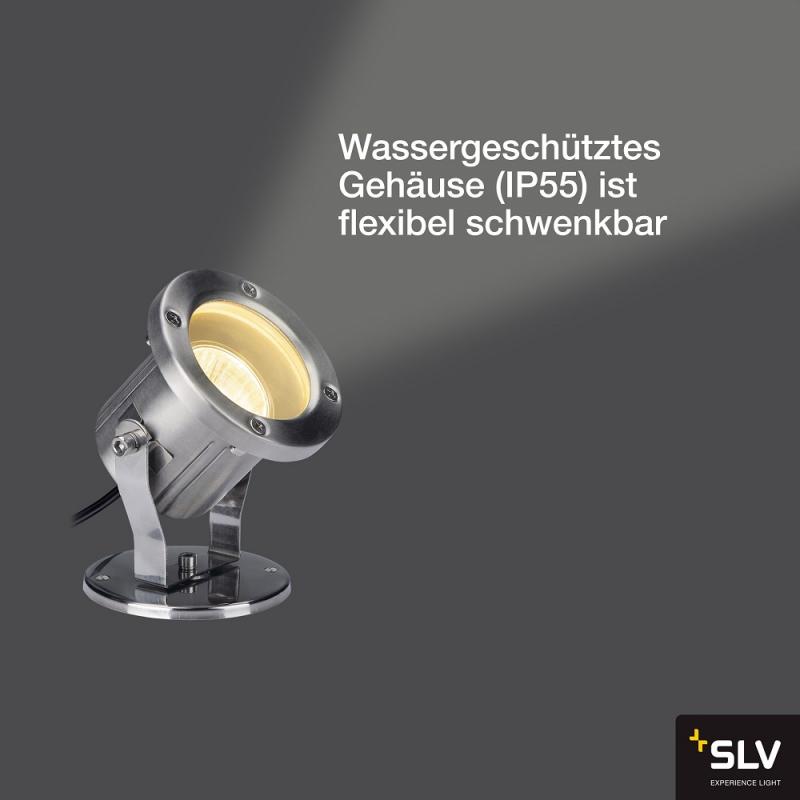 SLV 229741 NAUTILUS, Outdoor Strahler, QPAR51, edelstahl, max. 35W, inkl. 1,5m Kabel