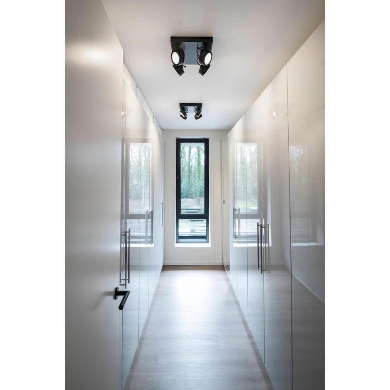 SLV 1000135 KALU LED 4 Wand- und Deckenleuchte, square, schwarz, 3000K, 60° dimmbar