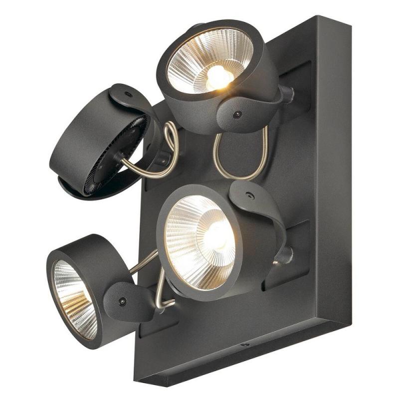 SLV 1000135 KALU LED 4 Wand- und Deckenleuchte, square, schwarz, 3000K, 60° dimmbar