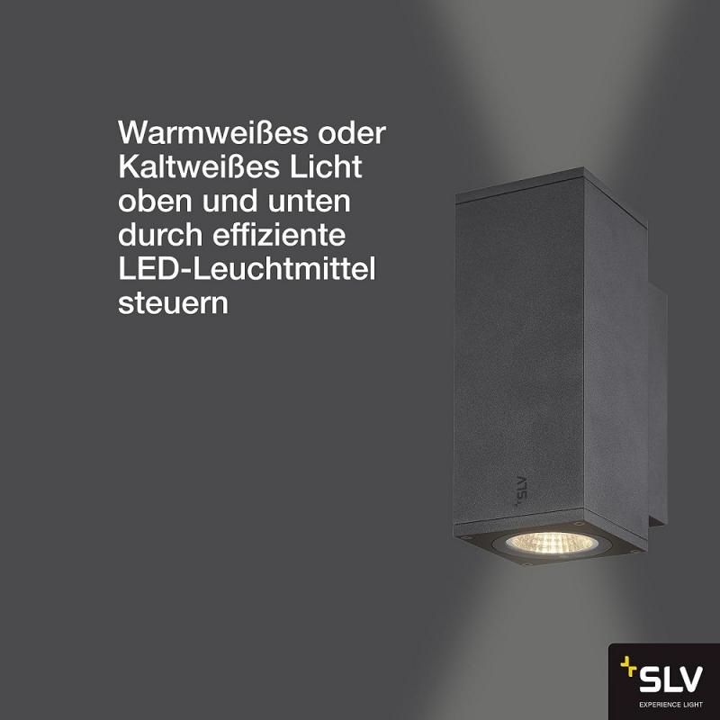 SLV 1003418 ENOLA SQUARE UP&DOWN Außenwandleuchte anthrazit umschaltbare Farbtemperatur - hohe Farbwiedergabe