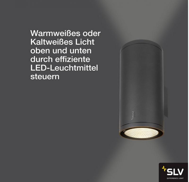 SLV 1003441 ENOLA ROUND UP&DOWN L Outdoor LED Wandleuchte anthrazit umschaltbare Farbtemperatur - hohe Farbwiedergabe