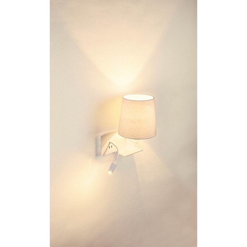 Bett- oder Leseleuchte in weiß SOMNILA mit warmweißen LEDs Version rechts inkl. USB Anschluss SLV 1003460