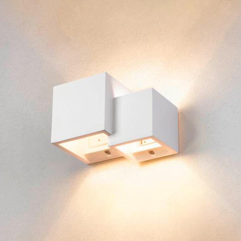 Designer Doppel Wandleuchte PLASTRA CUBES in feinem mattem weiß aus Gips individuell gestaltbar SLV 1004733