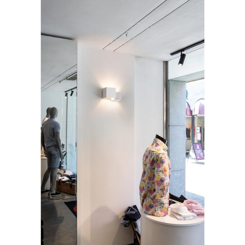 Designer Doppel Wandleuchte PLASTRA CUBES in feinem mattem weiß aus Gips individuell gestaltbar SLV 1004733