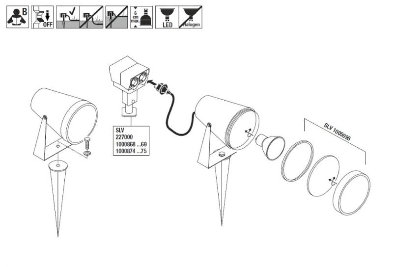 SLV 1004757 SAMRINA SP single QPAR51 Outdoor Erdspiessleuchte schwarz