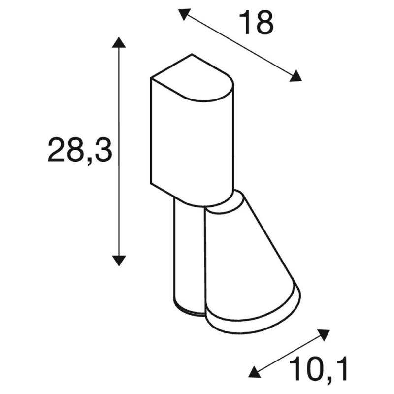 SLV 1008012 T-TUBE, Wandaufbauleuchte, GU10, single, IP44, max. 10 W, schwarz