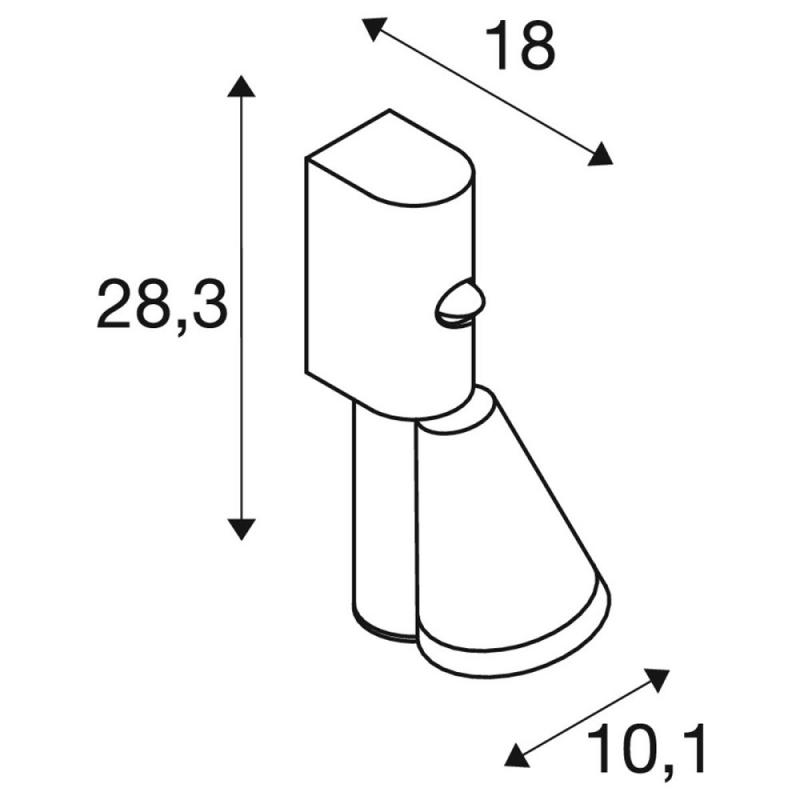 SLV 1008010 T-TUBE, Wandaufbauleuchte, GU10, single, Sensor, IP44, max. 10 W, schwarz