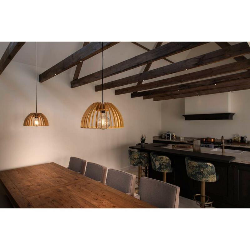 SLV 1008045 WUD, Pendelleuchte, E27, half round, offenes Kabelende, 1 x max. 60 W, natur