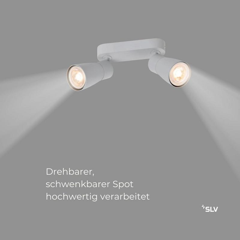 SLV 1008372 PURI 2.0 Dome, Wand- und Deckenaufbauleuchte, long, 2 x max. 6 W GU10, grau