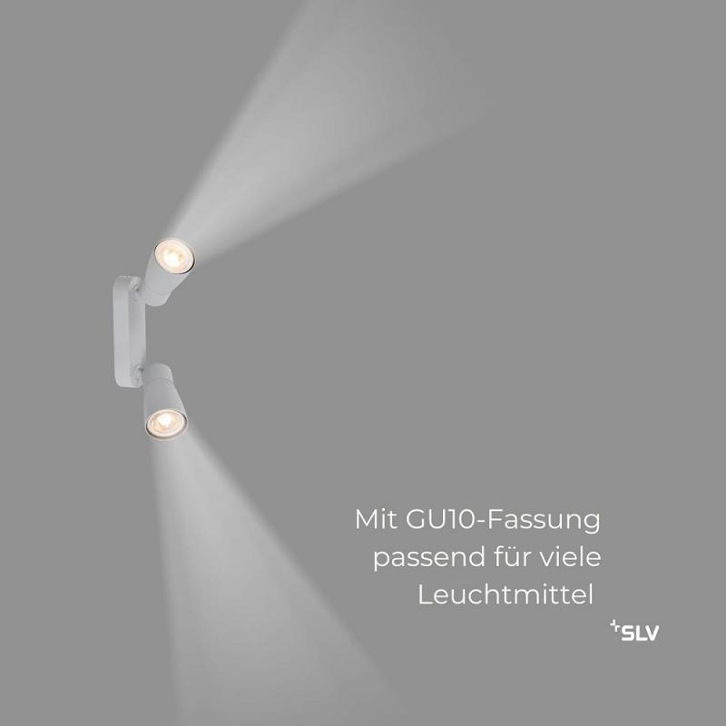 SLV 1008372 PURI 2.0 Dome, Wand- und Deckenaufbauleuchte, long, 2 x max. 6 W GU10, grau