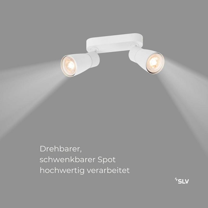 SLV 1008371 PURI 2.0 Dome, Wand- und Deckenaufbauleuchte, long, 2 x max. 6 W GU10, weiß
