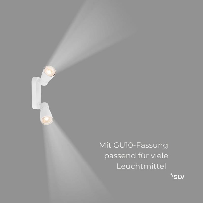 SLV 1008371 PURI 2.0 Dome, Wand- und Deckenaufbauleuchte, long, 2 x max. 6 W GU10, weiß
