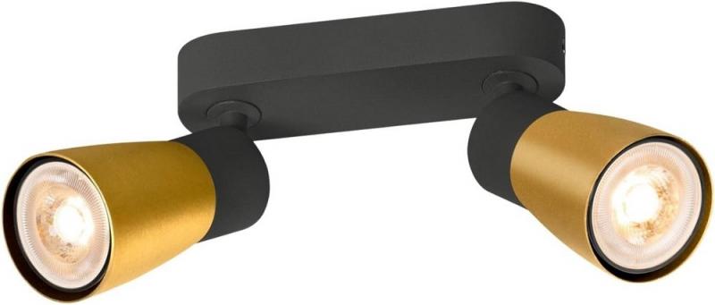 SLV 1008370 PURI 2.0 Dome, Wand- und Deckenaufbauleuchte, long, 2 x max. 6 W GU10, schwarz / gold