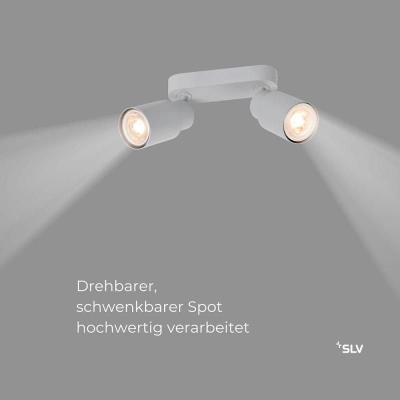 SLV 1008364 PURI 2.0 Tube, Wand- und Deckenaufbauleuchte, long, 2 x max. 6 W GU10, grau