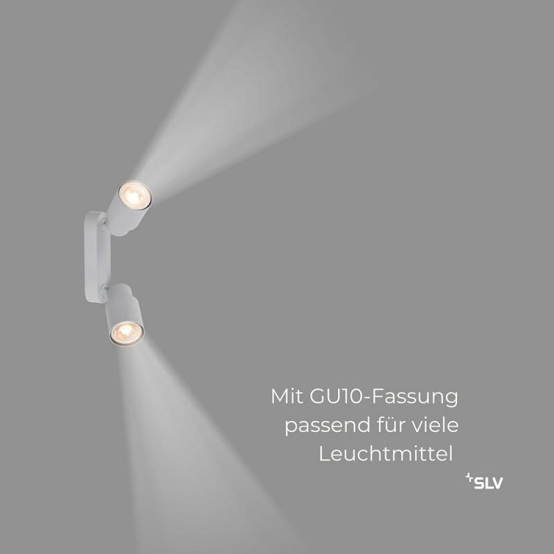 SLV 1008364 PURI 2.0 Tube, Wand- und Deckenaufbauleuchte, long, 2 x max. 6 W GU10, grau