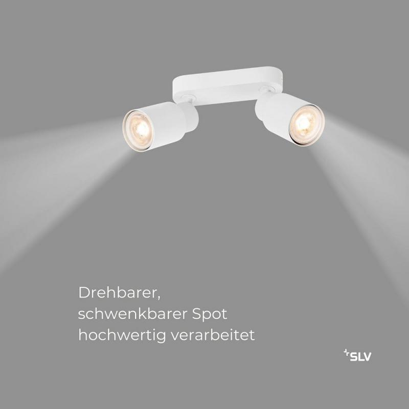SLV 1008363 PURI 2.0 Tube, Wand- und Deckenaufbauleuchte, long, 2 x max. 6 W GU10, weiß