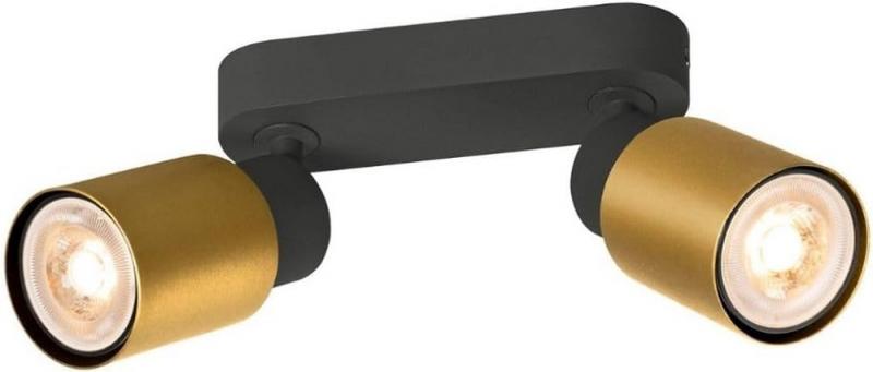 SLV 1008362 PURI 2.0 Tube, Wand- und Deckenaufbauleuchte, long, 2 x max. 6 W GU10, schwarz / gold