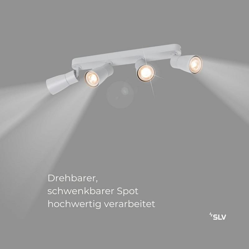 SLV 1008355 PURI 2.0 Dome, Wand- und Deckenaufbauleuchte, long, 4 x max. 6 W GU10, grau