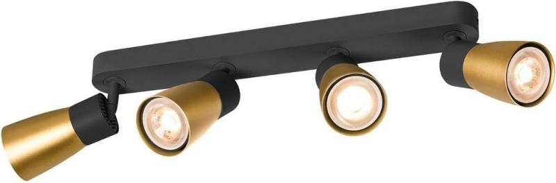 SLV 1008353 PURI 2.0 Dome, Wand- und Deckenaufbauleuchte, long, 4 x max. 6 W GU10, schwarz / gold