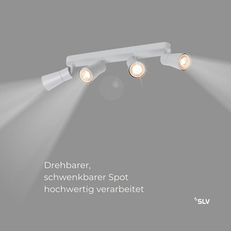 SLV 1008351 PURI 2.0 Cone, Wand- und Deckenaufbauleuchte, long, 4 x max. 6 W GU10, grau