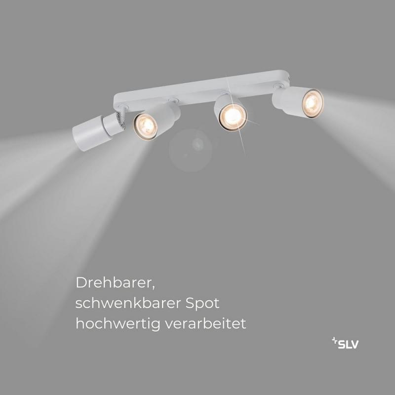 SLV 1008347 PURI 2.0 Tube, Wand- und Deckenaufbauleuchte, long, 4 x max. 6 W GU10, grau