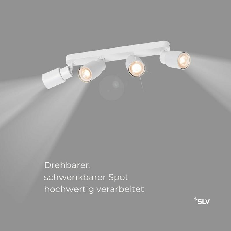 SLV 1008346 PURI 2.0 Tube, Wand- und Deckenaufbauleuchte, long, 4 x max. 6 W GU10, weiß