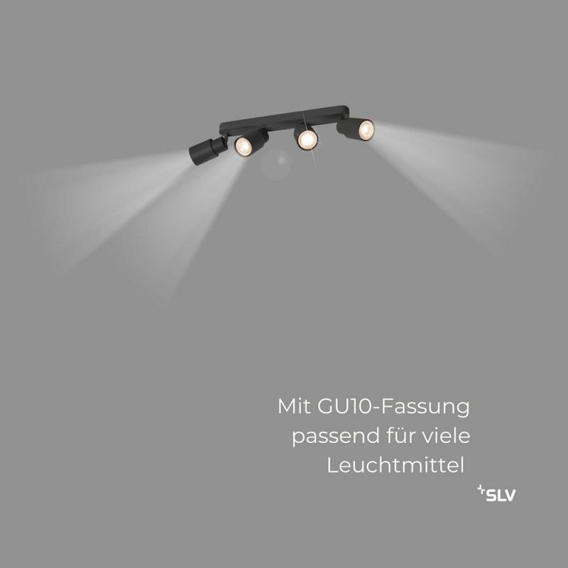 SLV 1008344 PURI 2.0 Tube, Wand- und Deckenaufbauleuchte, long, 4 x max. 6 W GU10, schwarz