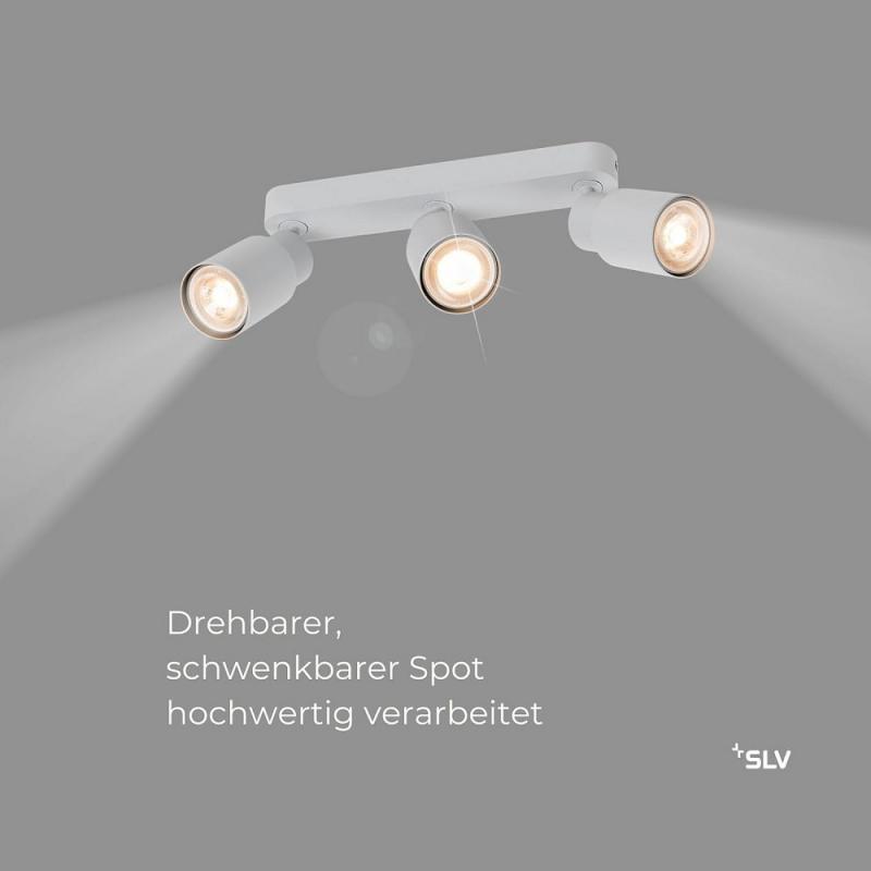 SLV 1008323 PURI 2.0 Tube, Wand- und Deckenaufbauleuchte, long, 3 x max. 6 W GU10, grau