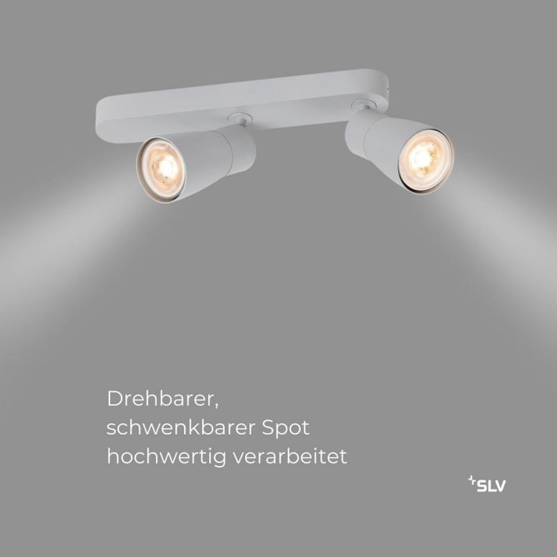 SLV 1008319 PURI 2.0 Dome, Wand- und Deckenaufbauleuchte, asymmetrisch, 2 x max. 6 W GU10, grau