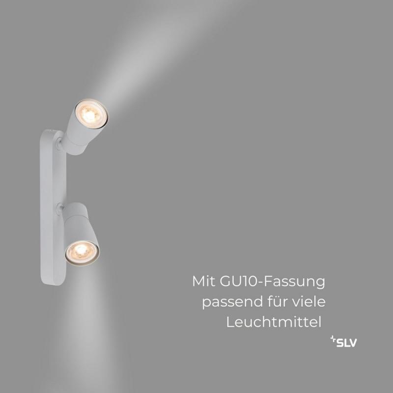 SLV 1008319 PURI 2.0 Dome, Wand- und Deckenaufbauleuchte, asymmetrisch, 2 x max. 6 W GU10, grau