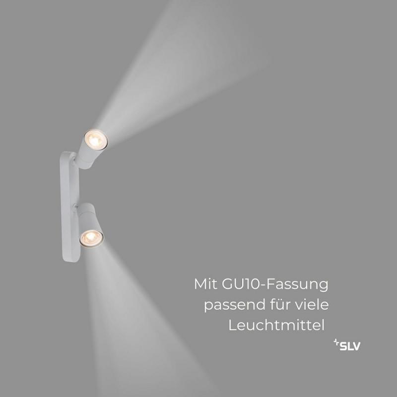 SLV 1008315 PURI 2.0 Cone, Wand- und Deckenaufbauleuchte, asymmetrisch, 2 x max. 6 W GU10, grau