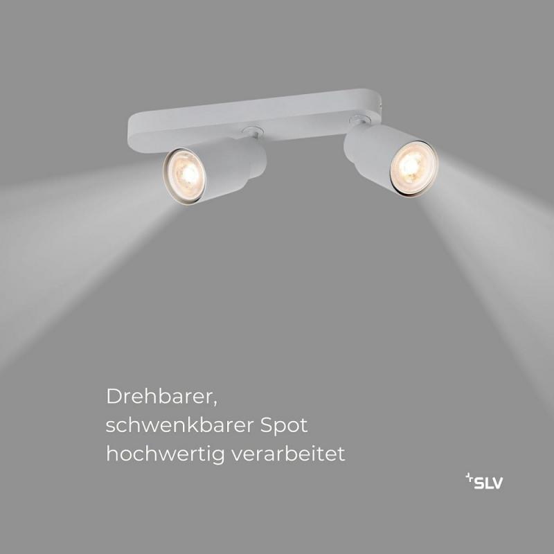 SLV 1008311 PURI 2.0 Tube, Wand- und Deckenaufbauleuchte, asymmetrisch, 2 x max. 6 W GU10, grau