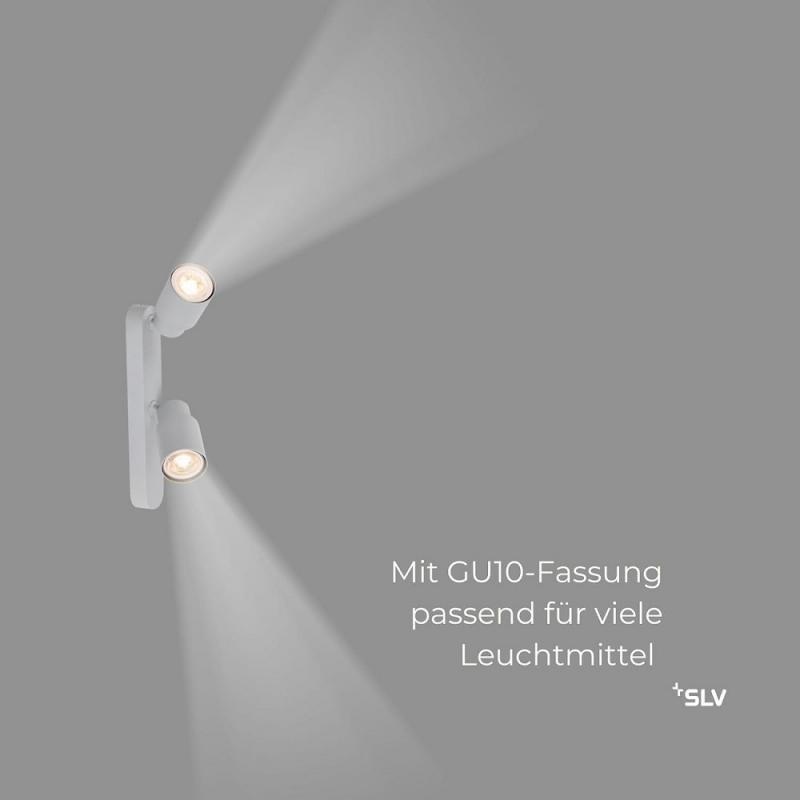 SLV 1008311 PURI 2.0 Tube, Wand- und Deckenaufbauleuchte, asymmetrisch, 2 x max. 6 W GU10, grau