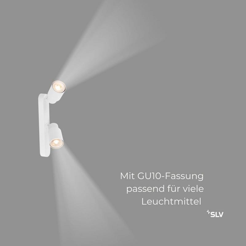 SLV 1008310 PURI 2.0 Tube, Wand- und Deckenaufbauleuchte, asymmetrisch, 2 x max. 6 W GU10, weiß