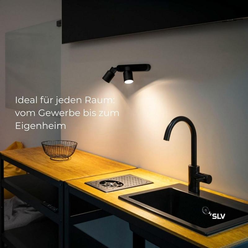 SLV 1008308 PURI 2.0 Tube 2x GU10 Wand- & Deckenaufbauleuchte asymmetrisch Schwarz – modernes Mix & Match Lichtsystem