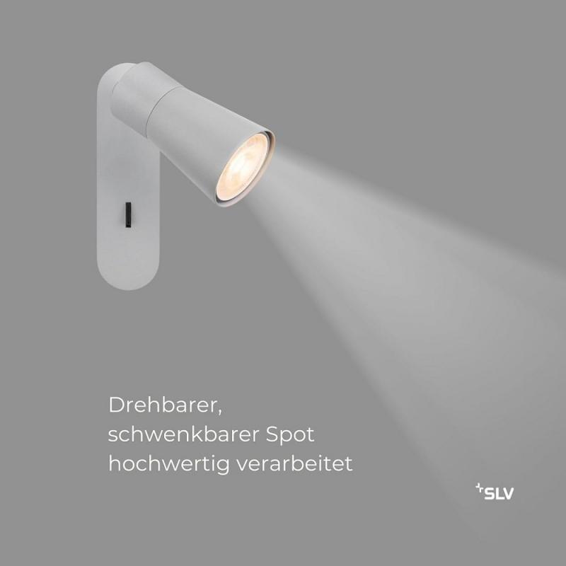 SLV 1008303 PURI 2.0 Cone, Wand- und Deckenaufbauleuchte, Schalter, rechteckig, 1x max. 6 W GU10, grau