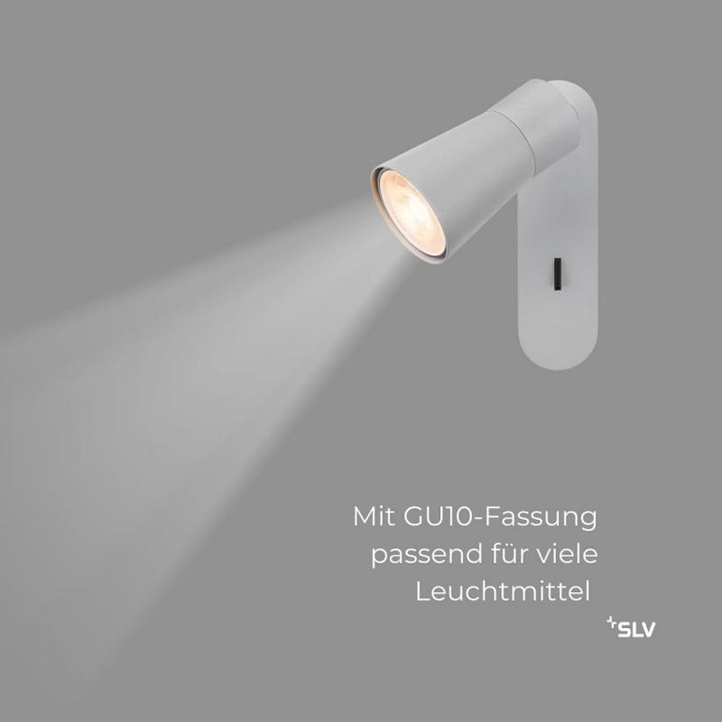 SLV 1008303 PURI 2.0 Cone, Wand- und Deckenaufbauleuchte, Schalter, rechteckig, 1x max. 6 W GU10, grau