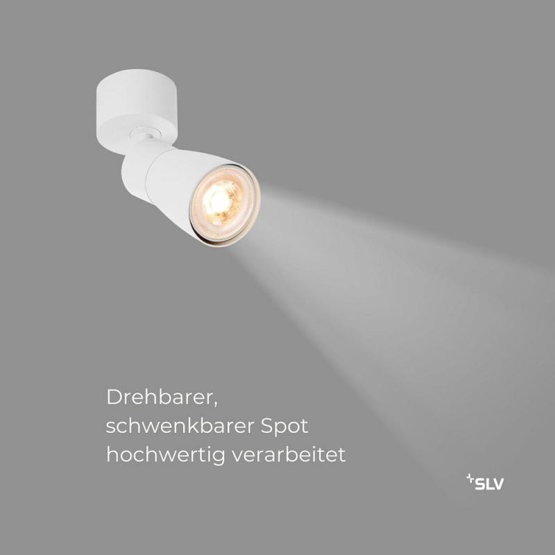 SLV 1008294 PURI 2.0 Dome, Wand- und Deckenaufbauleuchte, 1x max. 6 W GU10, weiß